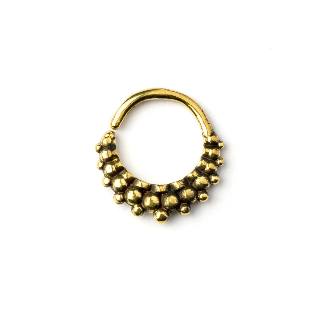 Rajee golden brass septum ring frontal view