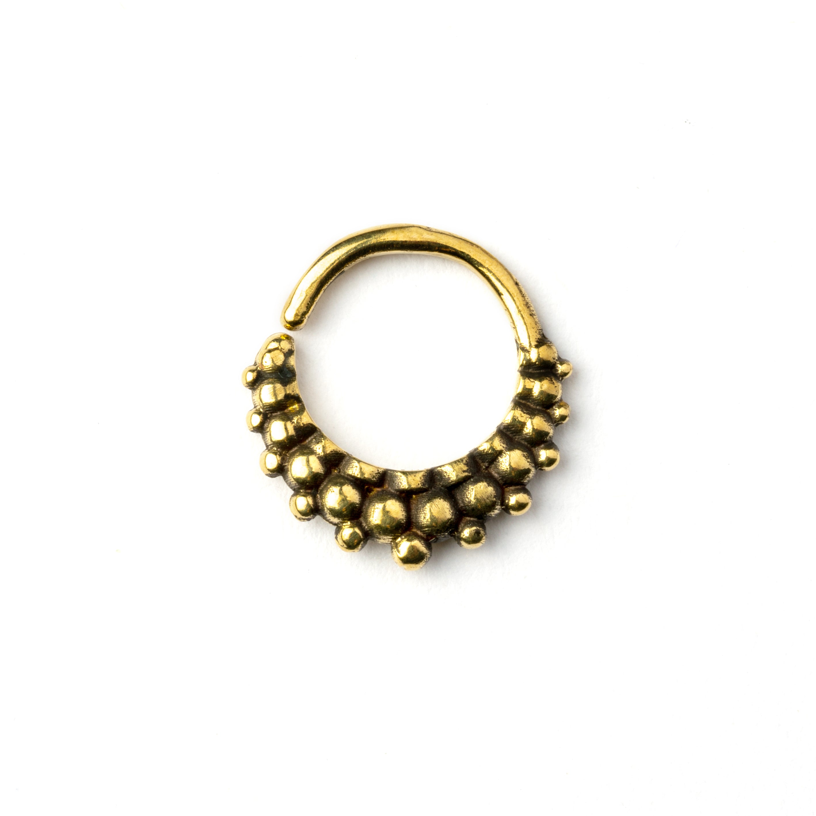Rajee golden brass septum ring frontal view