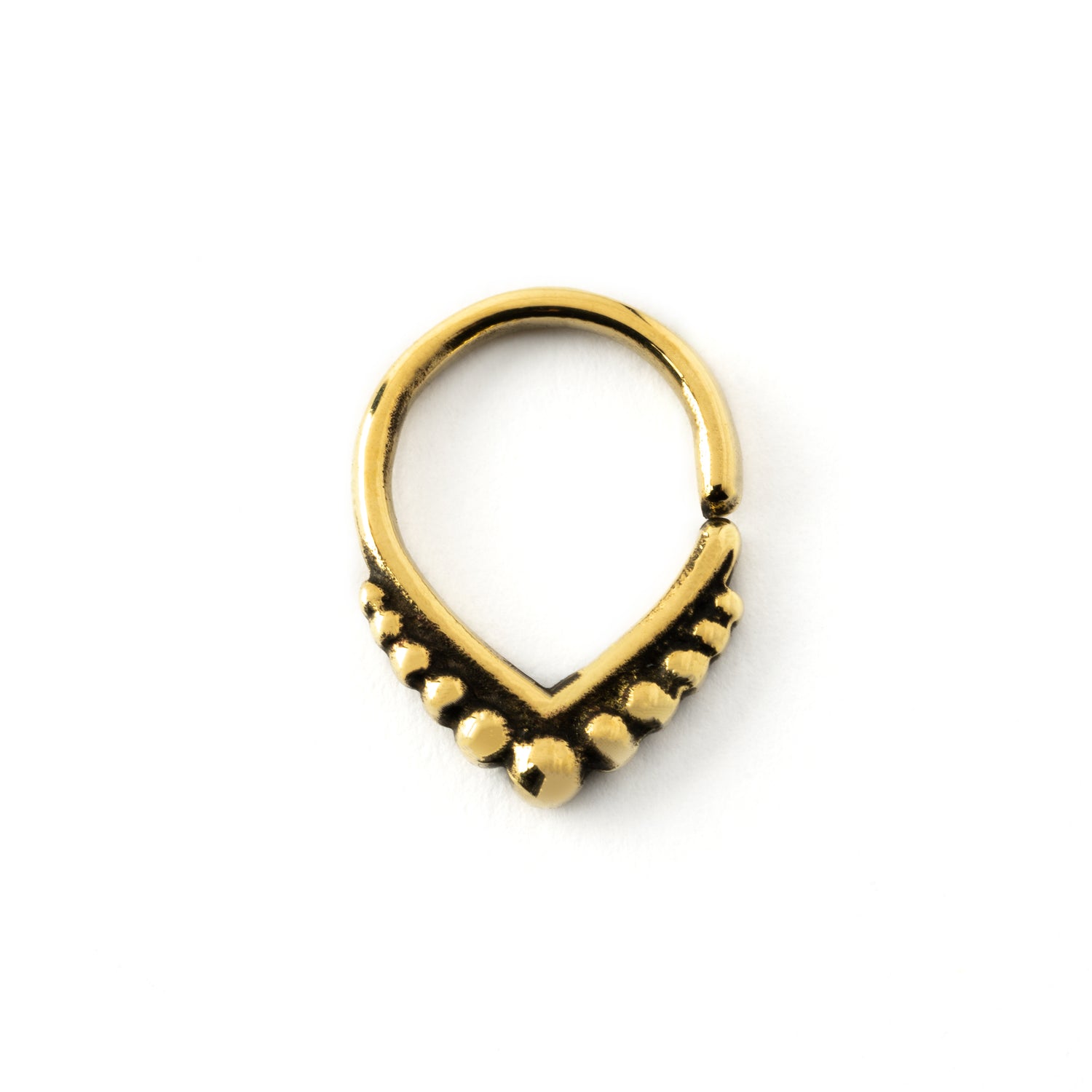 Brass delicate septum piercing ring frontal view