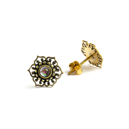 Brass-mandala-stud-earring-with-semi-precious-stone_Amethyst_3