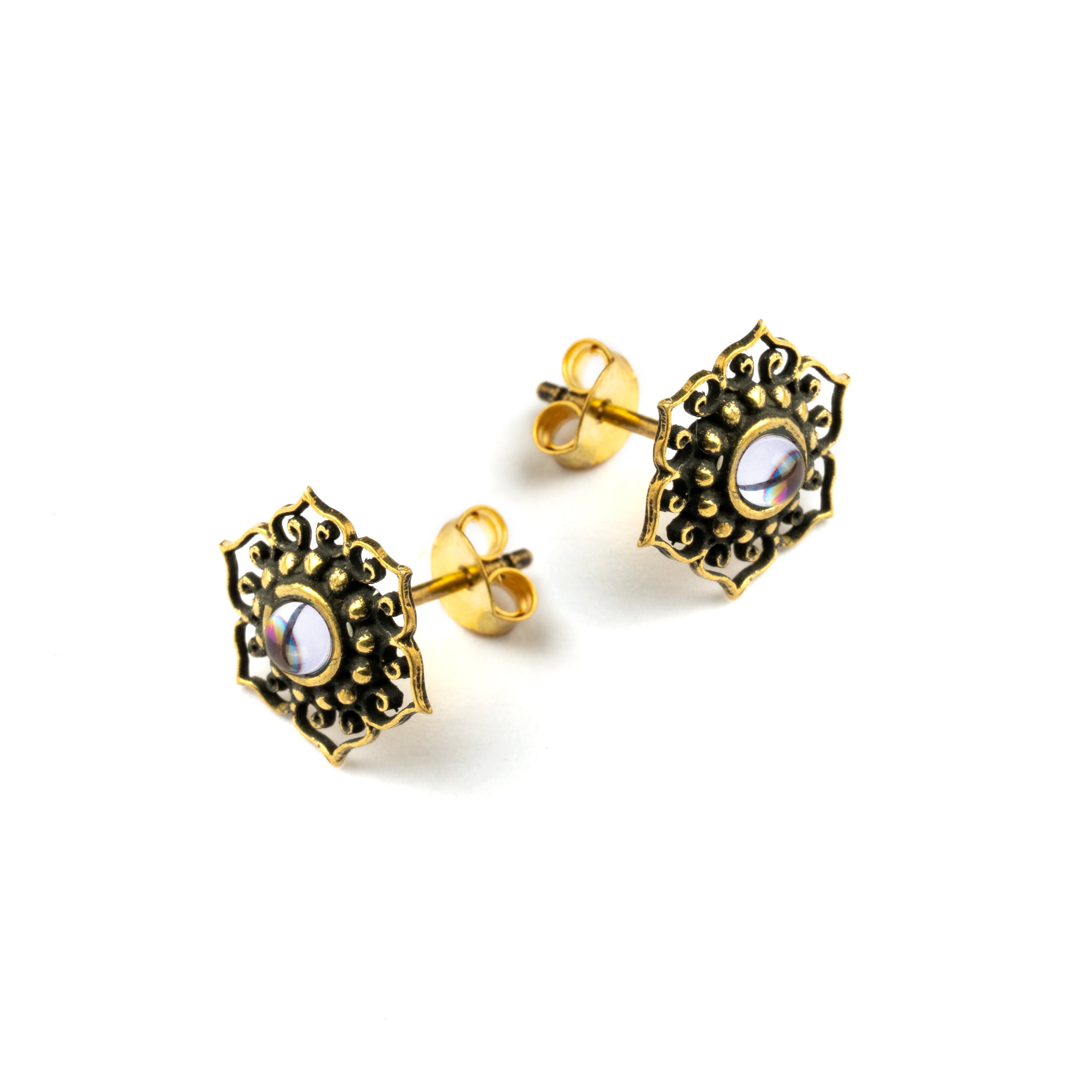 Brass-mandala-stud-earring-with-semi-precious-stone_Amethyst_4