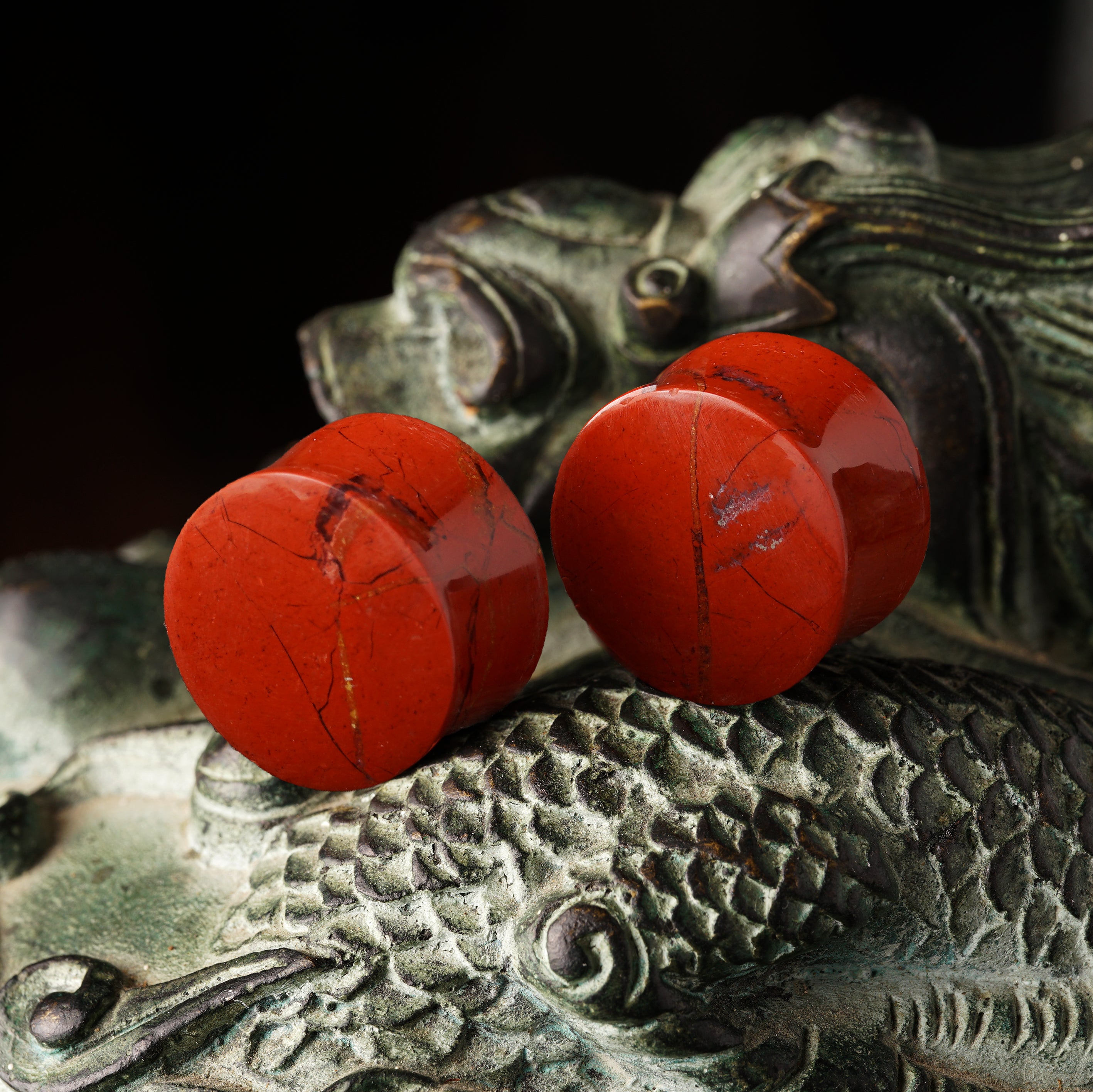 pair of Red Brecciated Jasper plugs