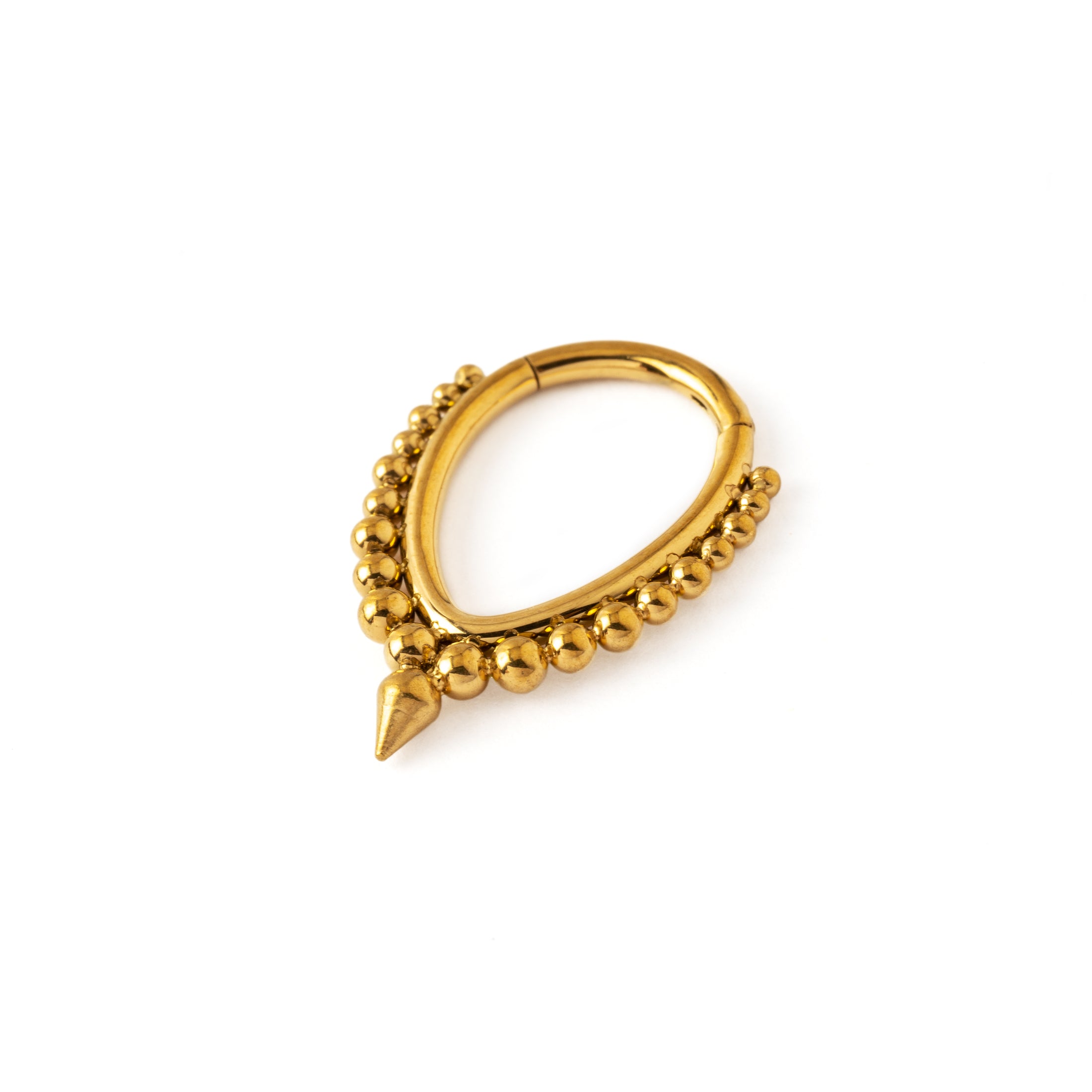 Brenna Golden surgical steel Septum Clicker ring right side view