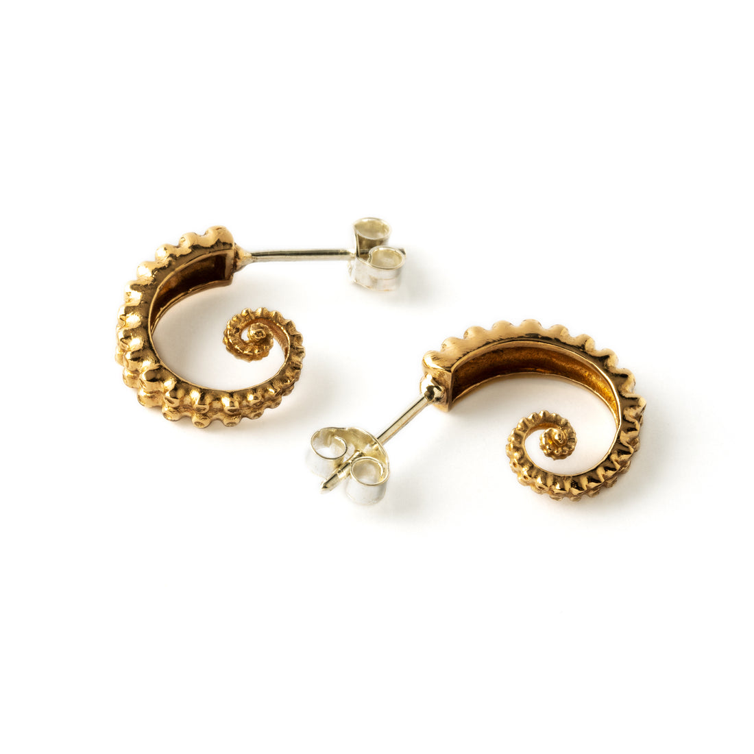 Bronze Octopus Tentacles huggies earrings
