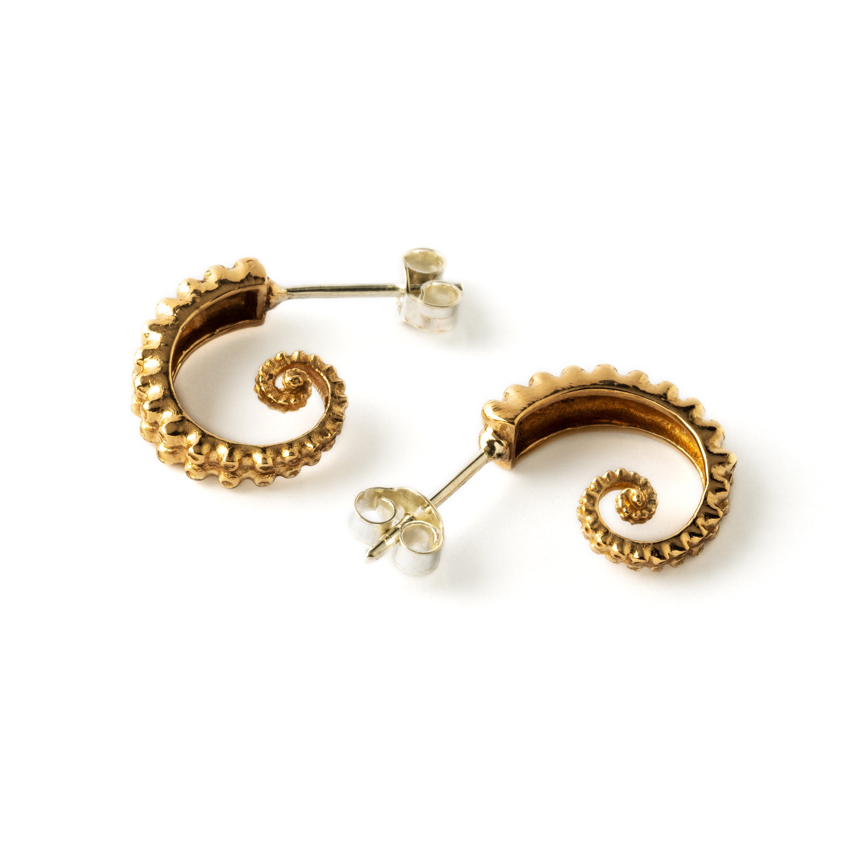 Bronze Octopus Tentacles huggies earrings 