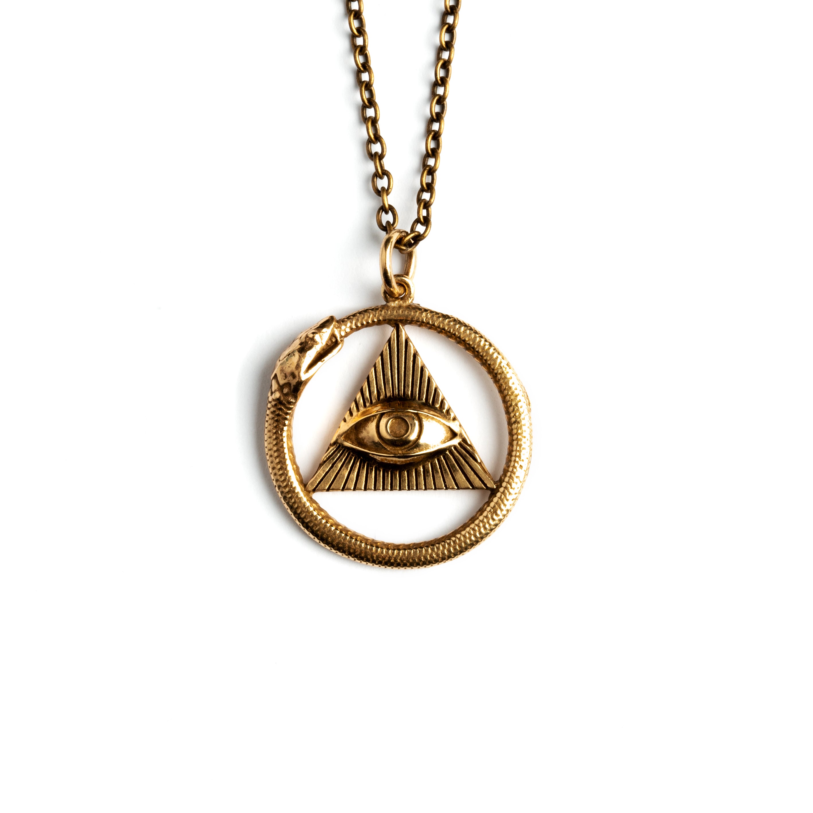 Bronze Providence Ouroboros Pendant necklace frontal view