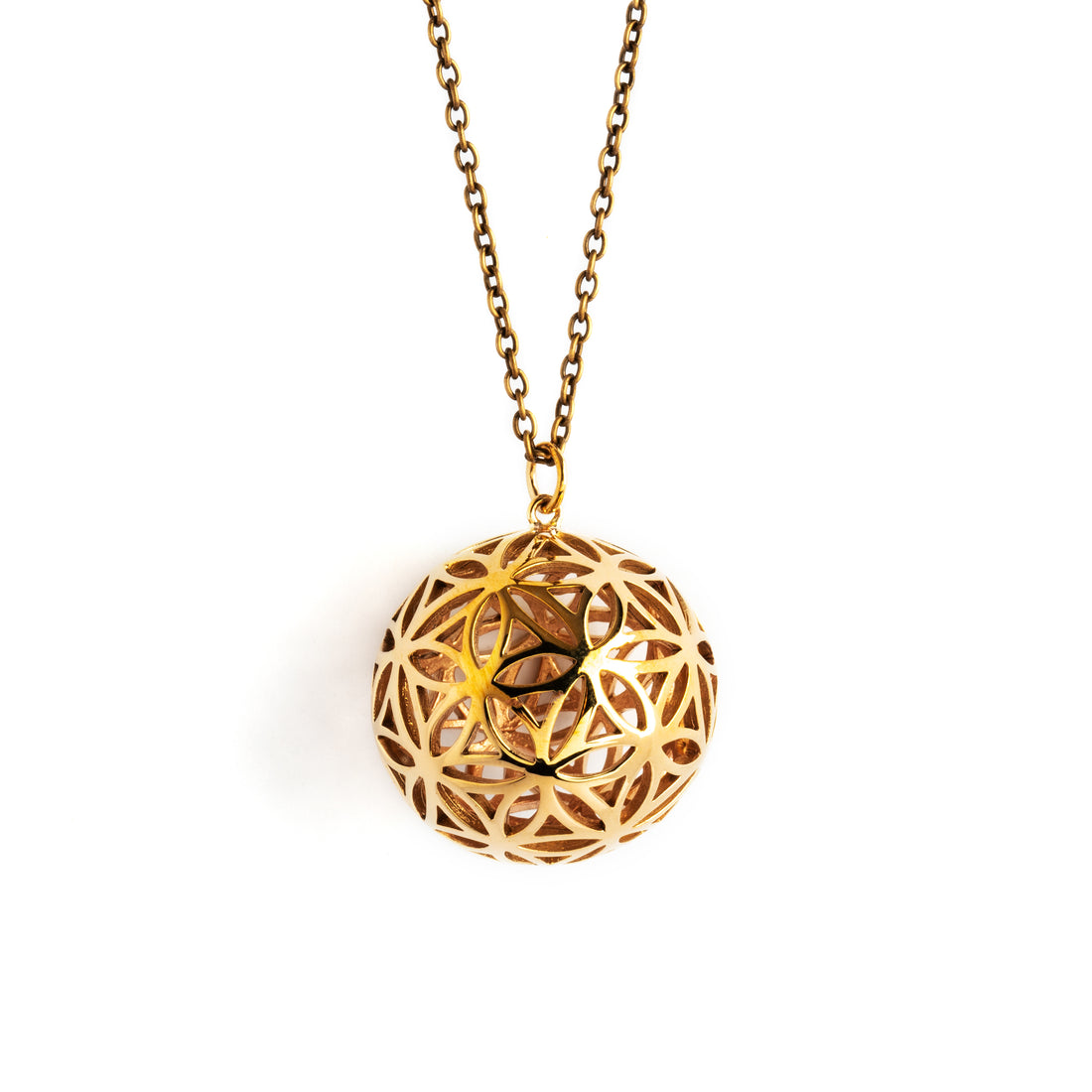 Flower of Life Sphere Pendant necklace frontal view