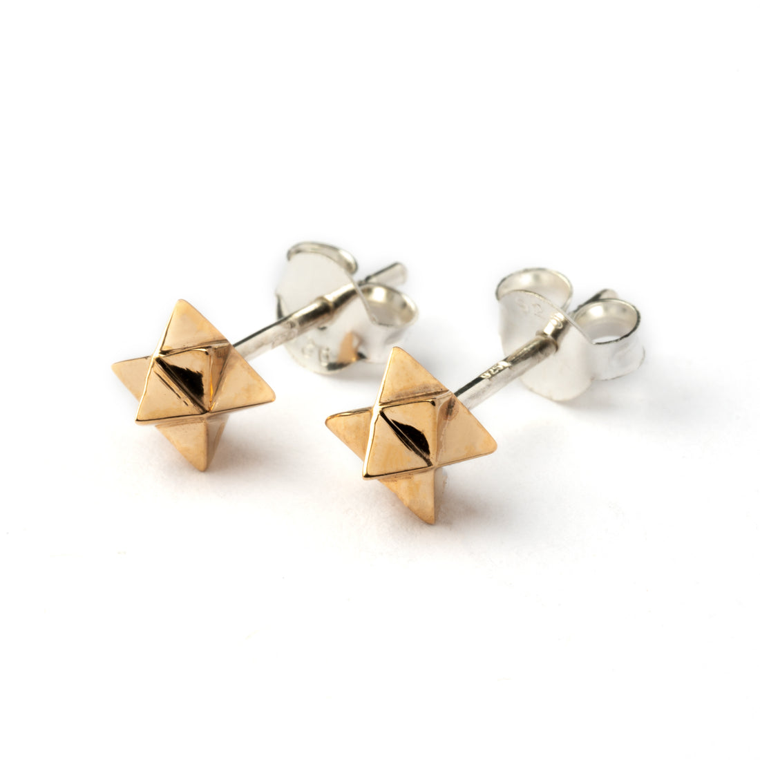 Bronze Merkaba Ear Studs right side view