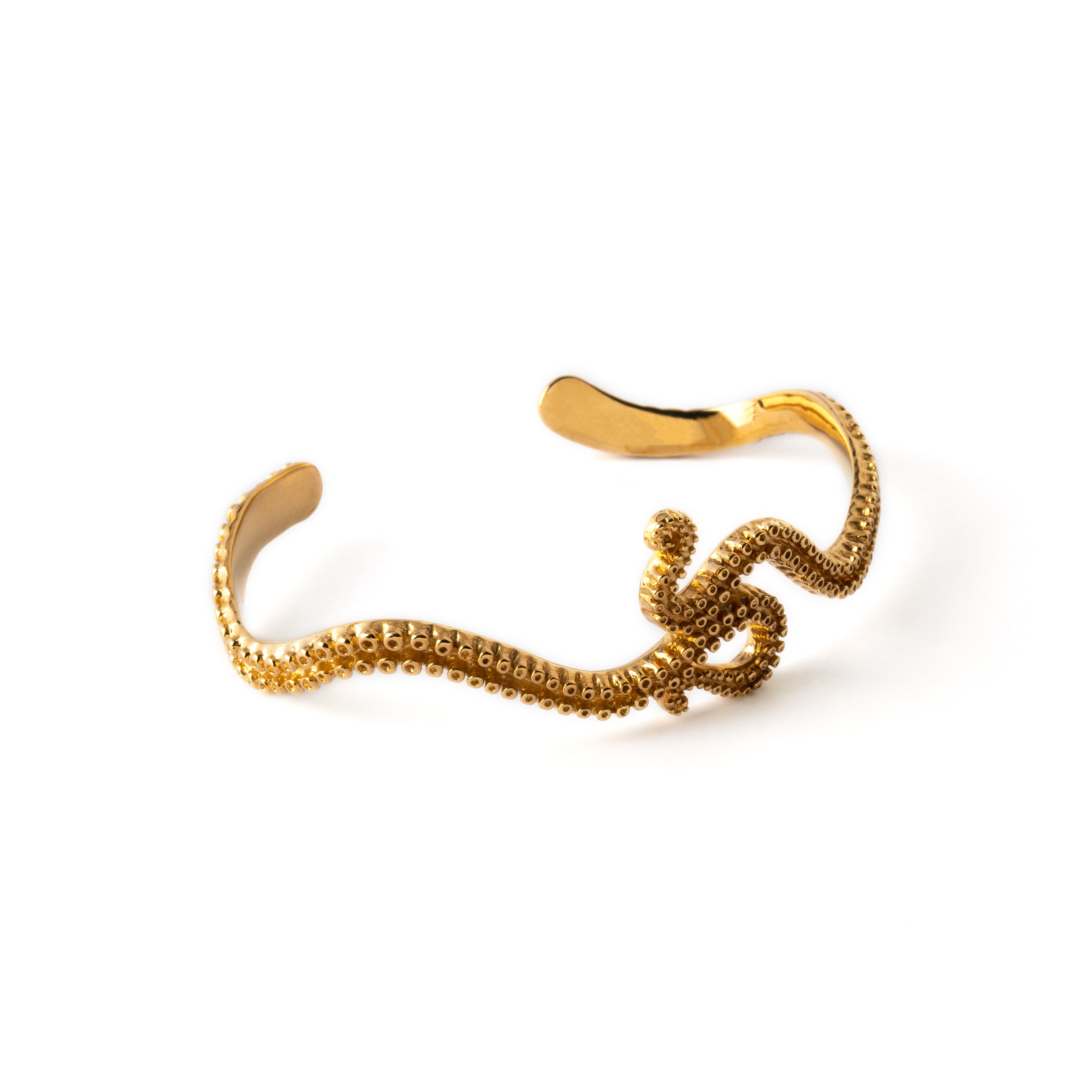 Bronze octopus tentacle bangle right side view