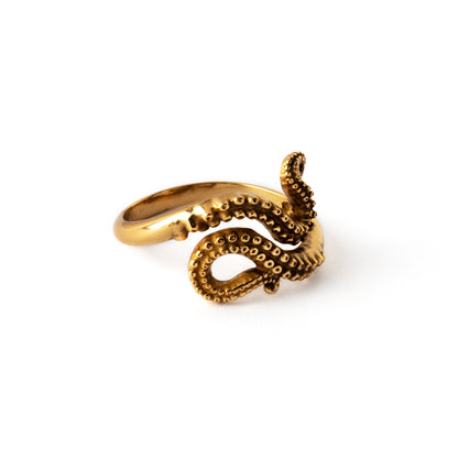 Bronze octopus tentacles wrap ring left side view