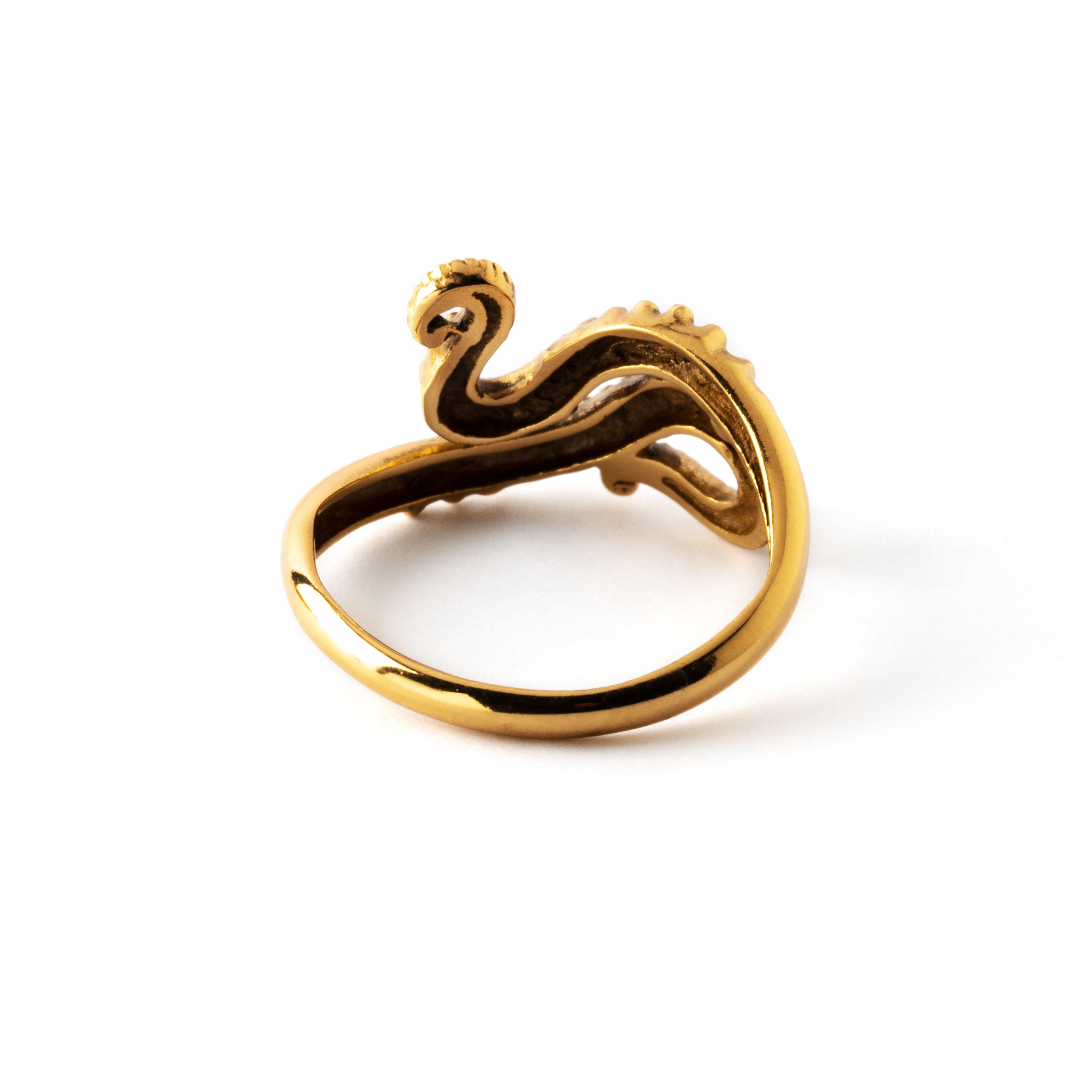 Bronze octopus tentacles wrap ring back view