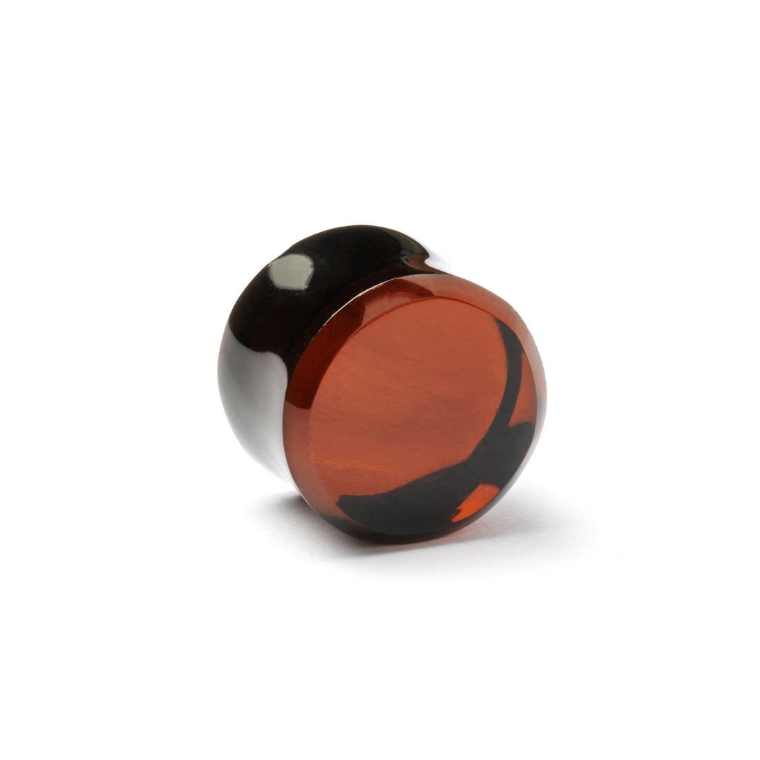 single Brown Volcanic Glass double flare ear plug right side view
