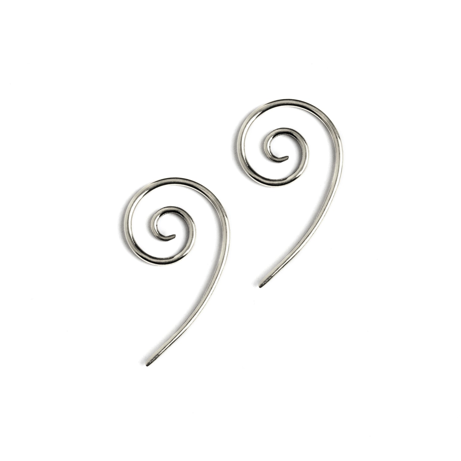 pair of silver spiral hook earring side view