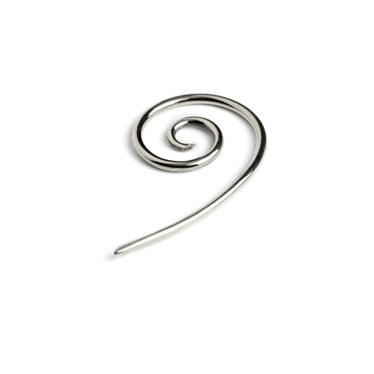 single silver spiral hook earring right side view