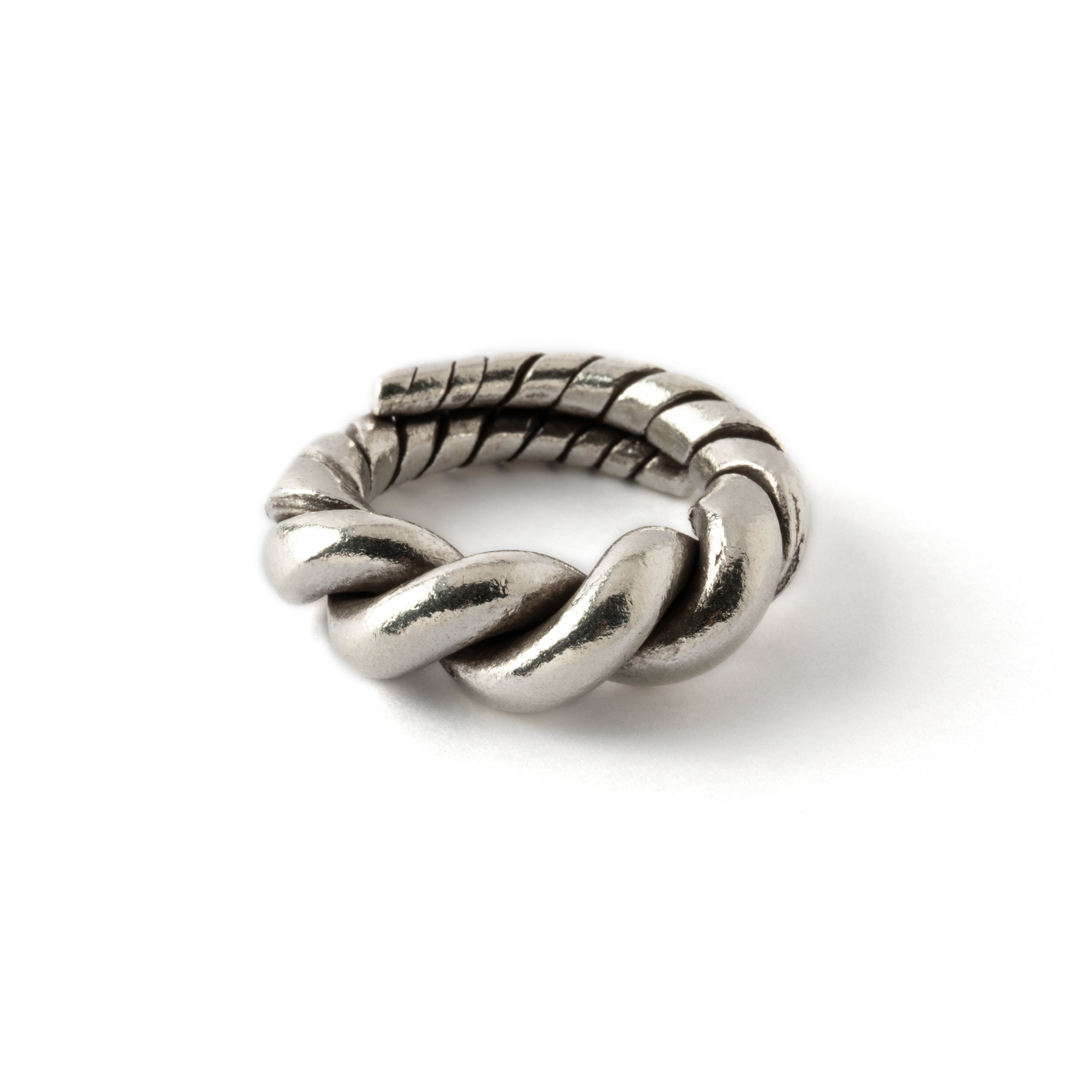 chunky 95% tribal silver twisted wire wrap ring 