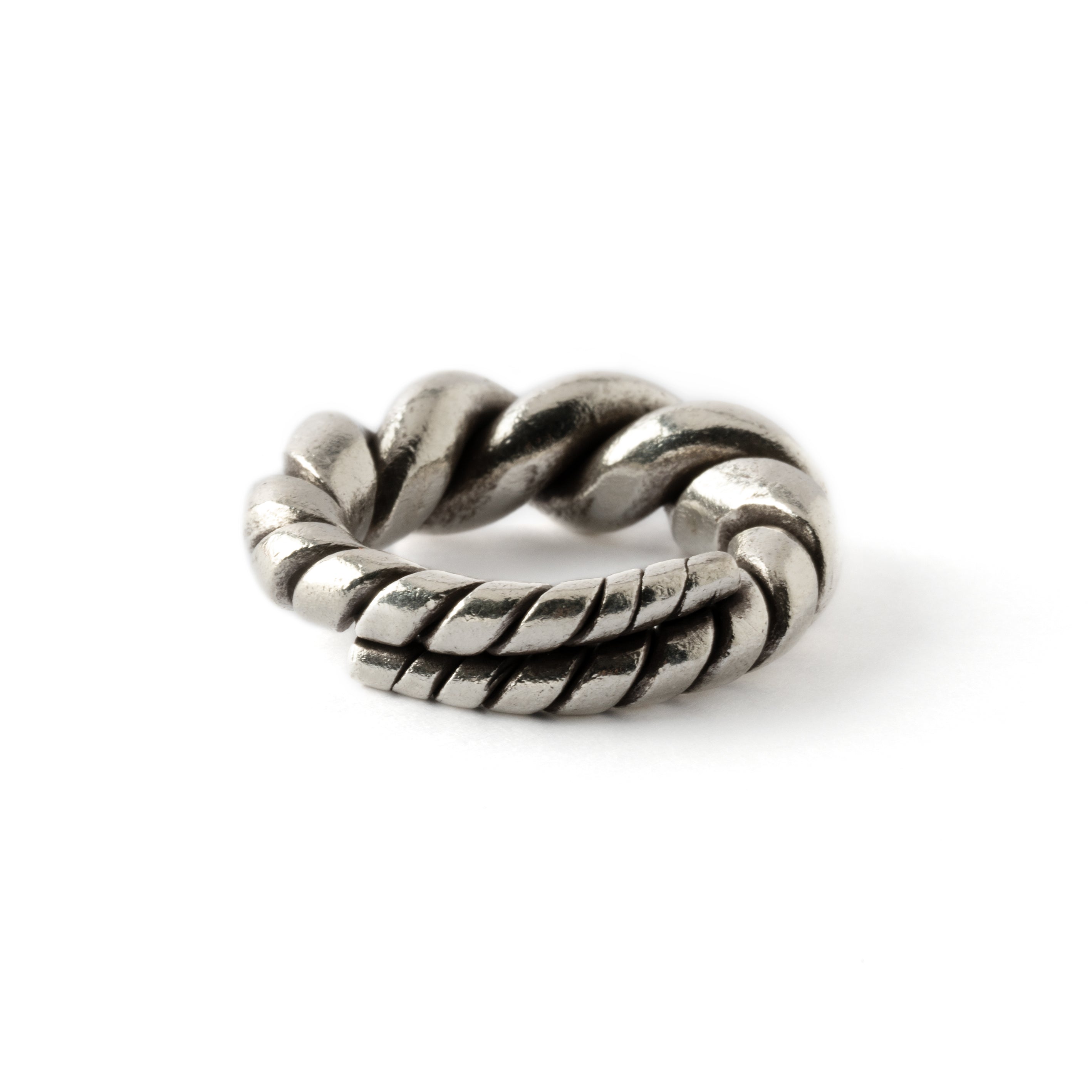 chunky 95% tribal silver twisted wire wrap ring back view