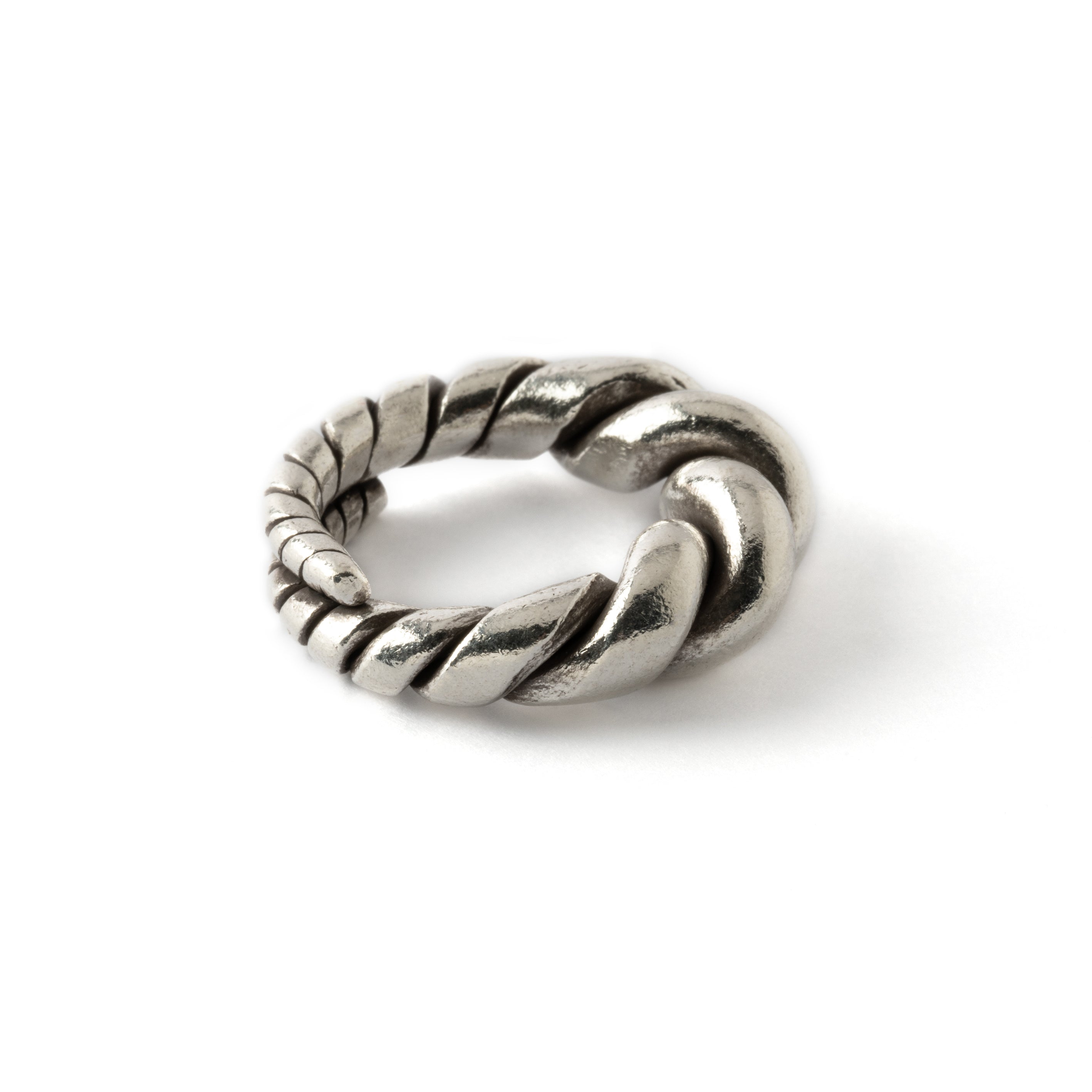 chunky 95% tribal silver twisted wire wrap ring side view