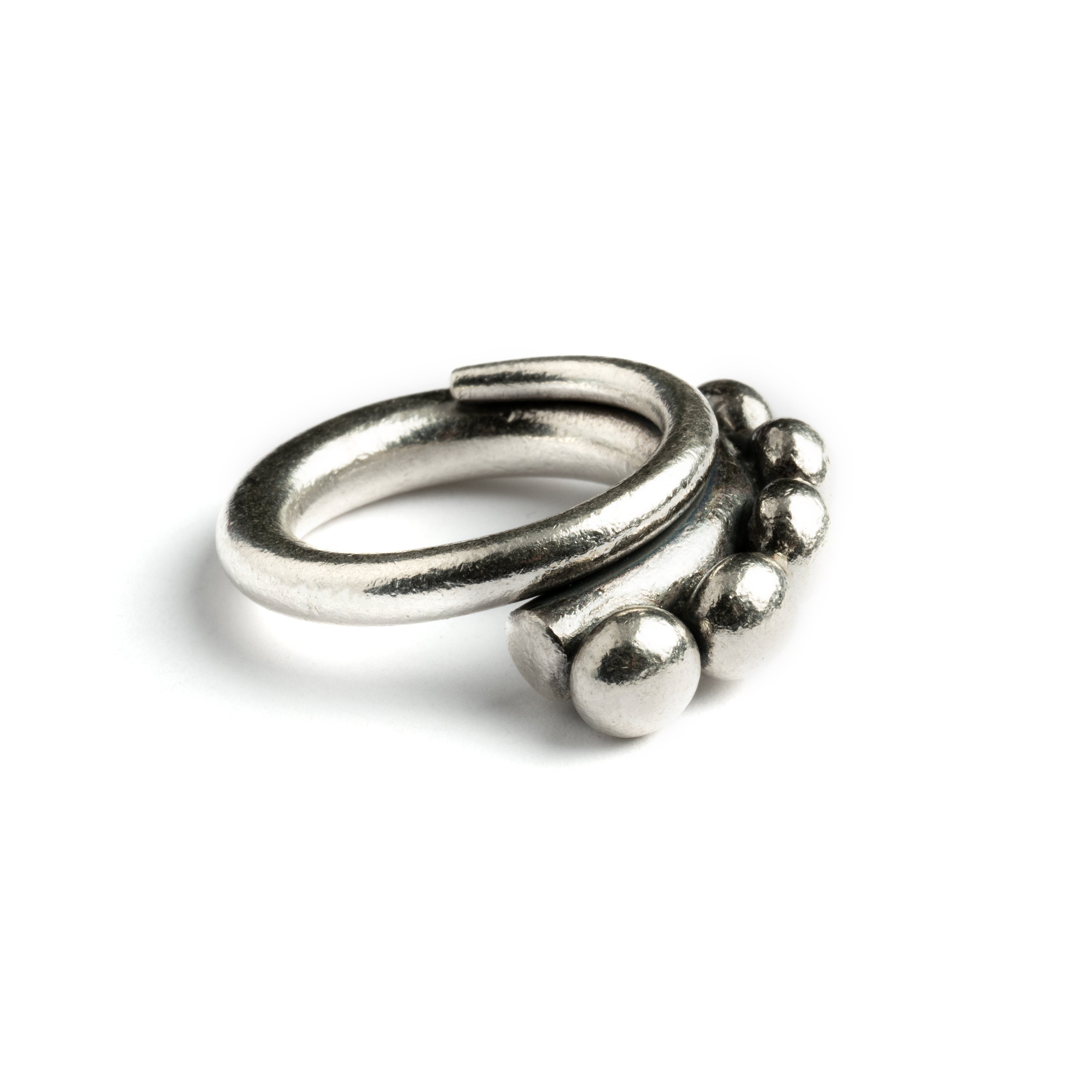 Five Spheres Silver Ring side view