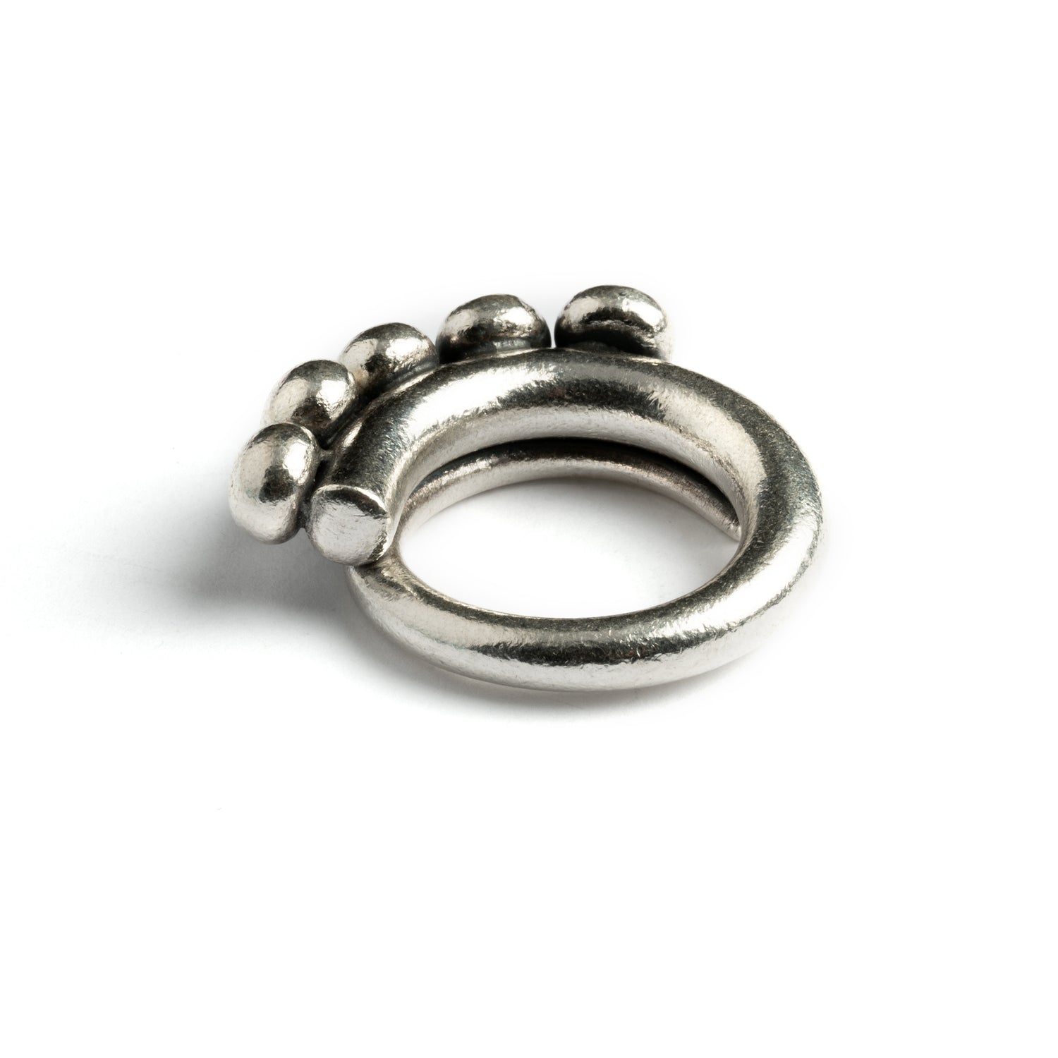 Five Spheres Silver Ring back view