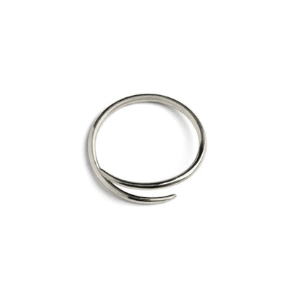single silver wire circular hoop earring side view