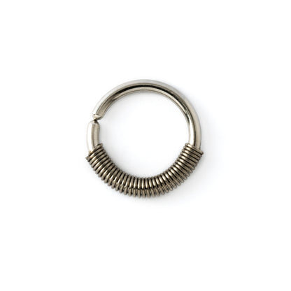 surgical steel seamless piercing ring with coiled wire ornament frontal view