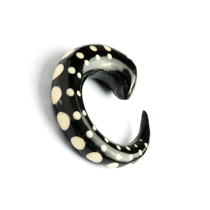 Curved Horn Hook Ear Stretcher with Bone Dots Inlay