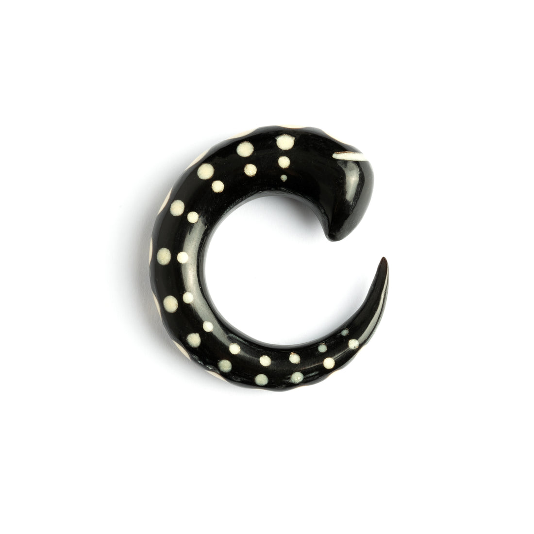 Curved Horn Hook Ear Stretcher with Bone Dots Inlay
