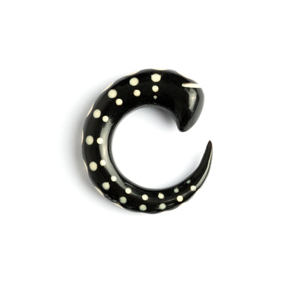 Curved Horn Hook Ear Stretcher with Bone Dots Inlay