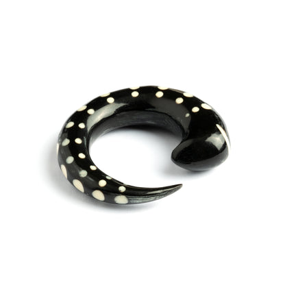 Curved Horn Hook Ear Stretcher with Bone Dots Inlay