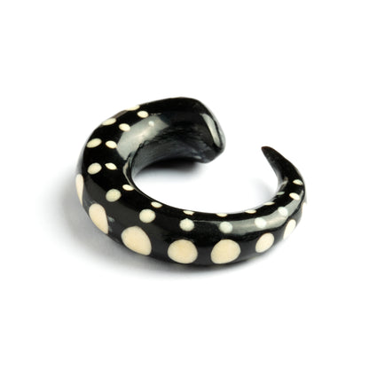 Curved Horn Hook Ear Stretcher with Bone Dots Inlay