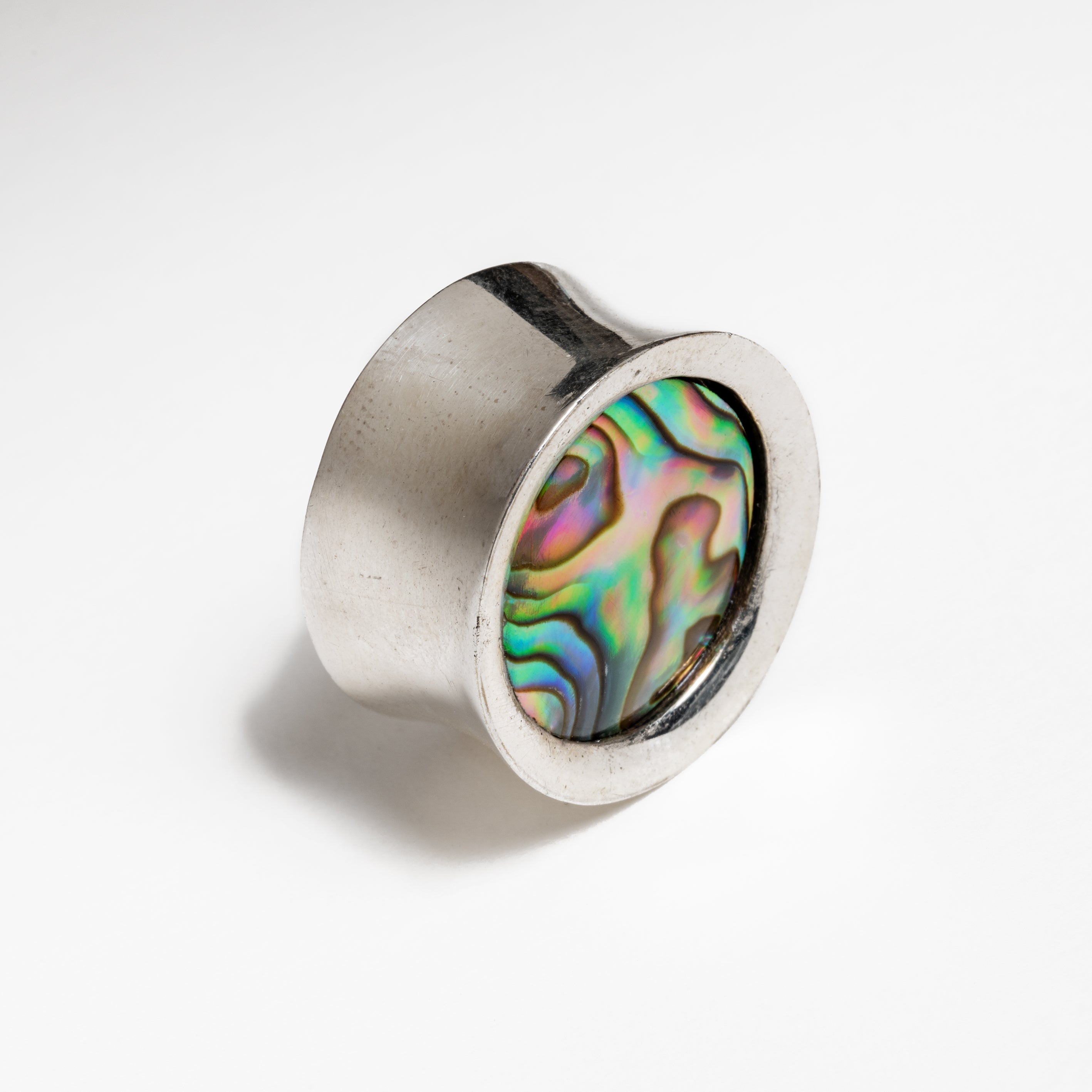 Silver Plated Abalone Shell Ear Plugs