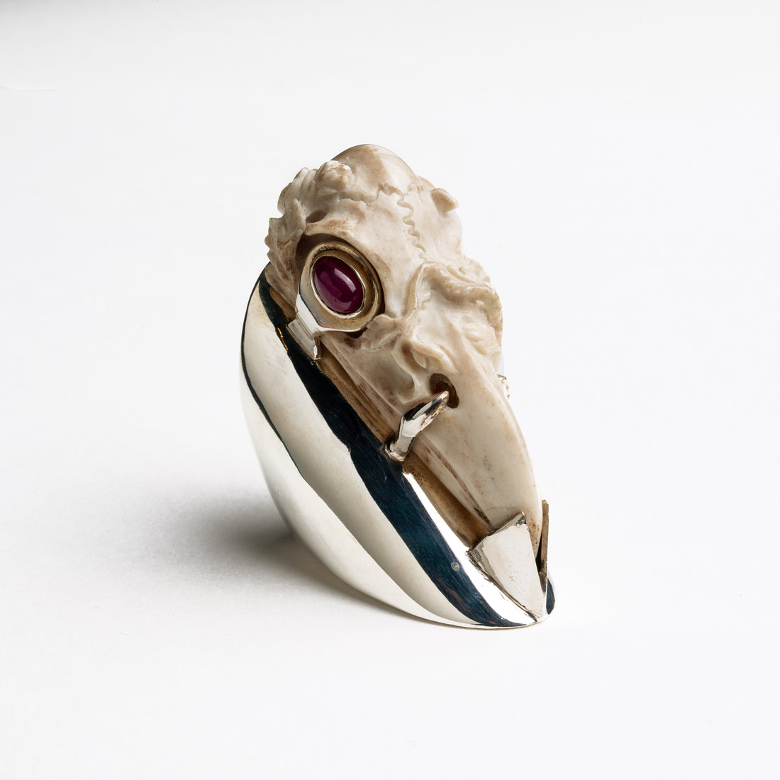Raven Skull on chunky silver ring