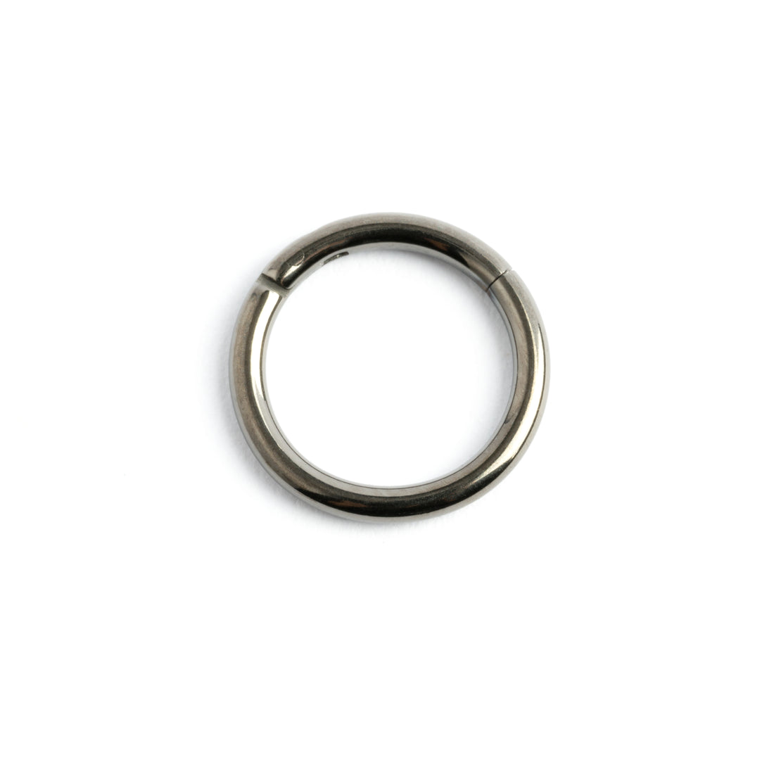 Dark steel clicker piercing ring frontal view
