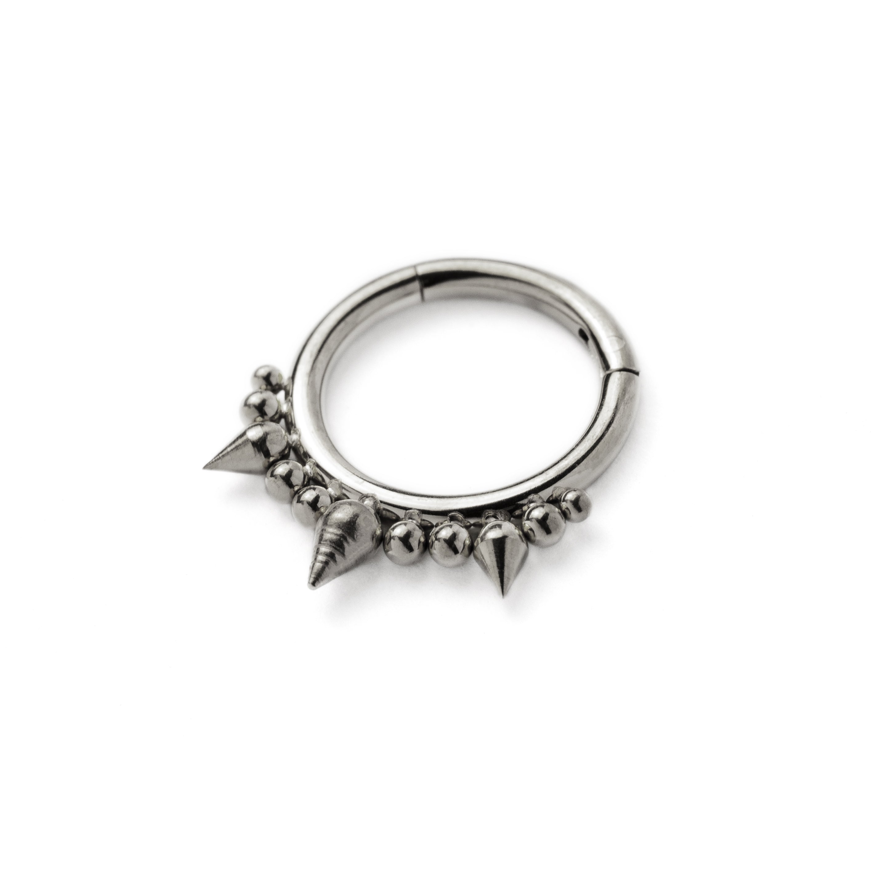 Debra surgical steel septum clicker ring right side view