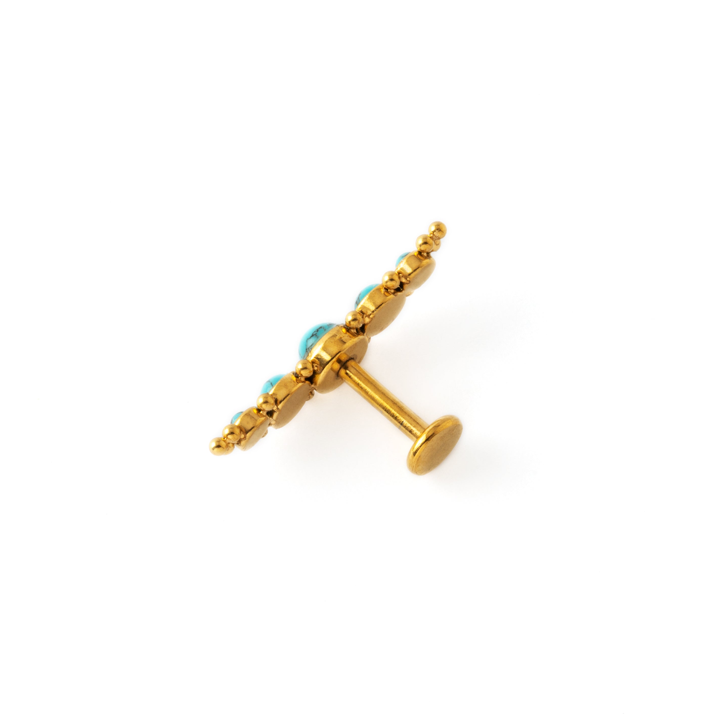 Deva golden labret with Turquoise side view