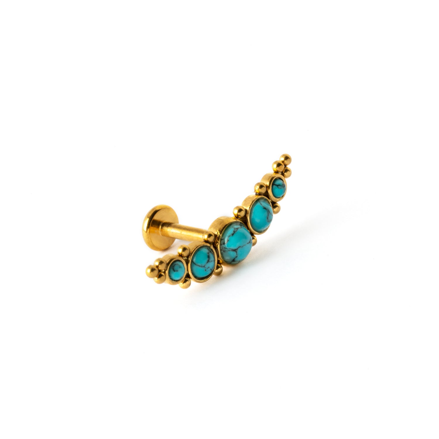 Deva golden labret with Turquoise left side view