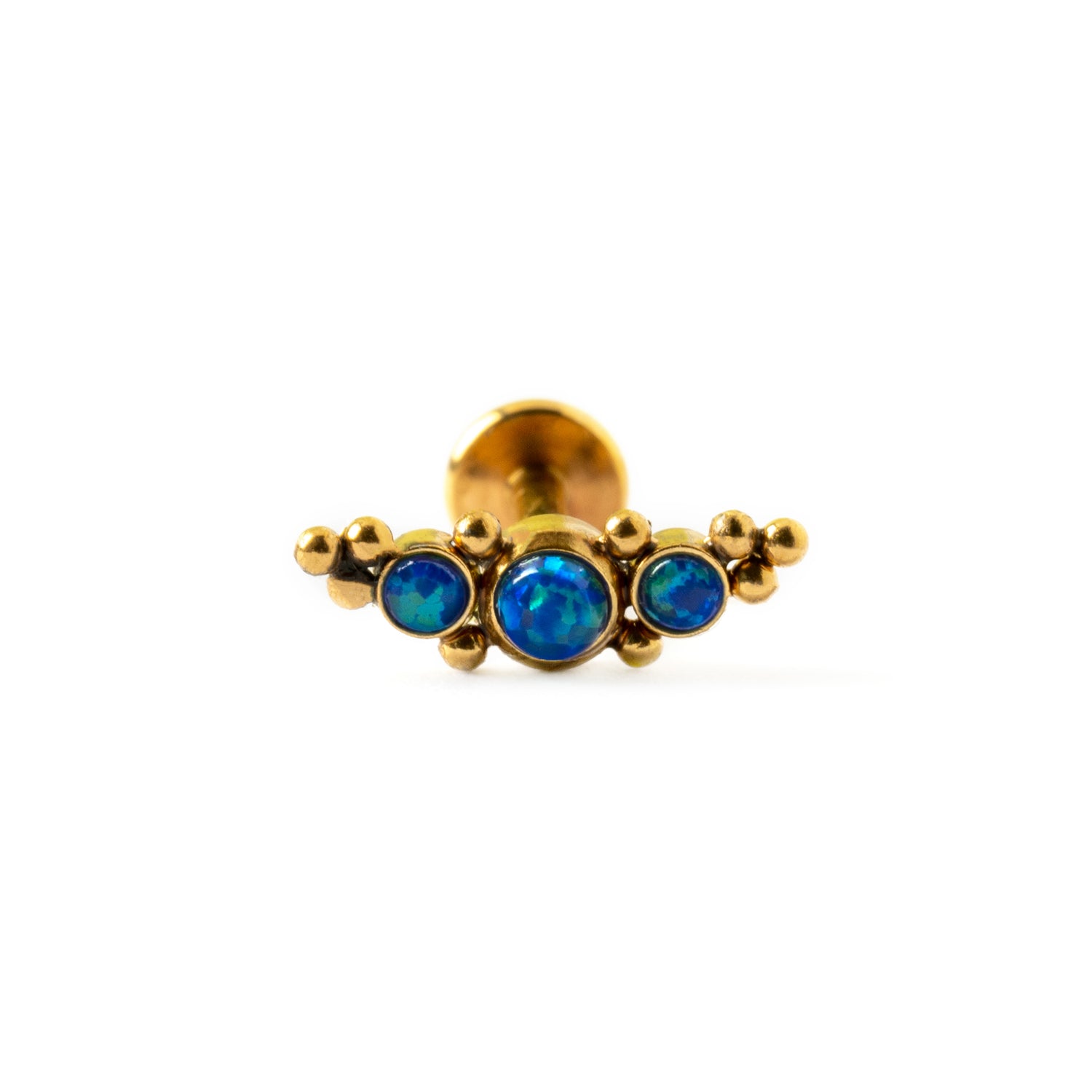 Copy of Deva Golden Labret with Blue Opal frontal view