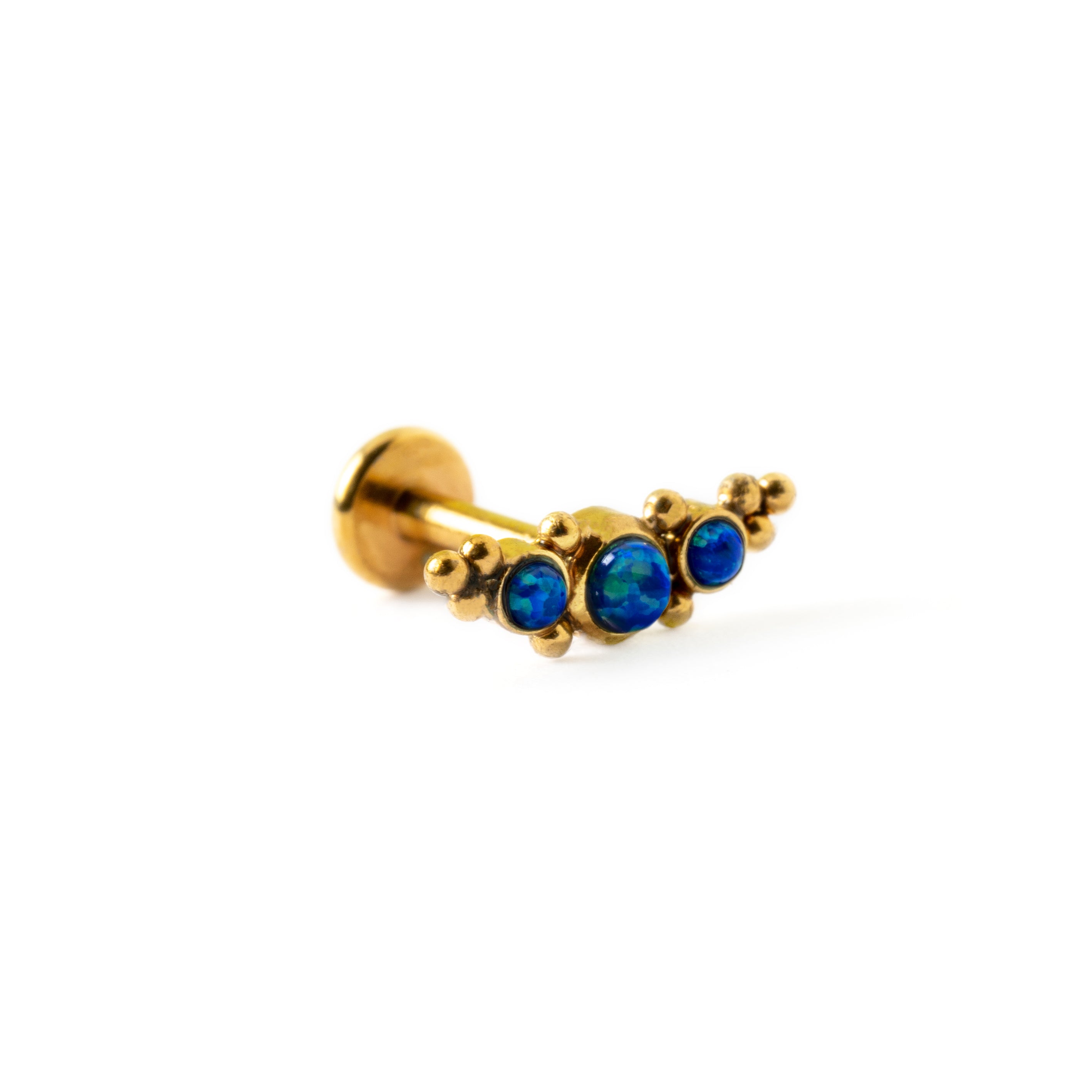 Copy of Deva Golden Labret with Blue Opal left side view