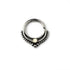 Sterling Silver teardrop Deva septum ring with white Opal frontal view