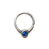 Devika silver septum ring with blue Opal frontal view