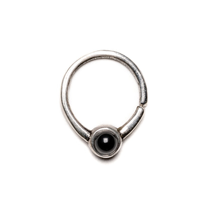 Devika Silver Septum with Black Onyx frontal view