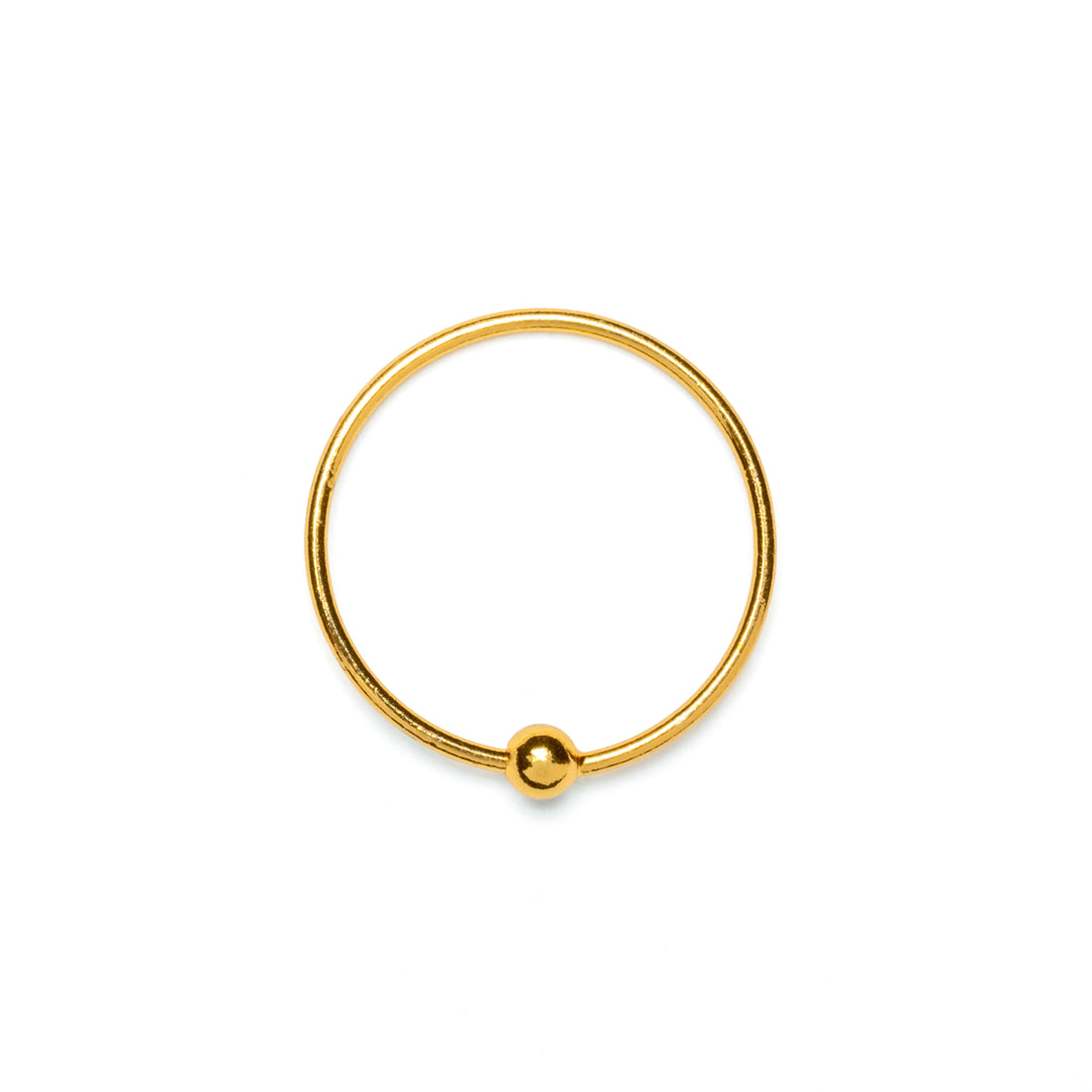 10mm Dhevan 18K Gold piercing ring with ball closure frontal view
