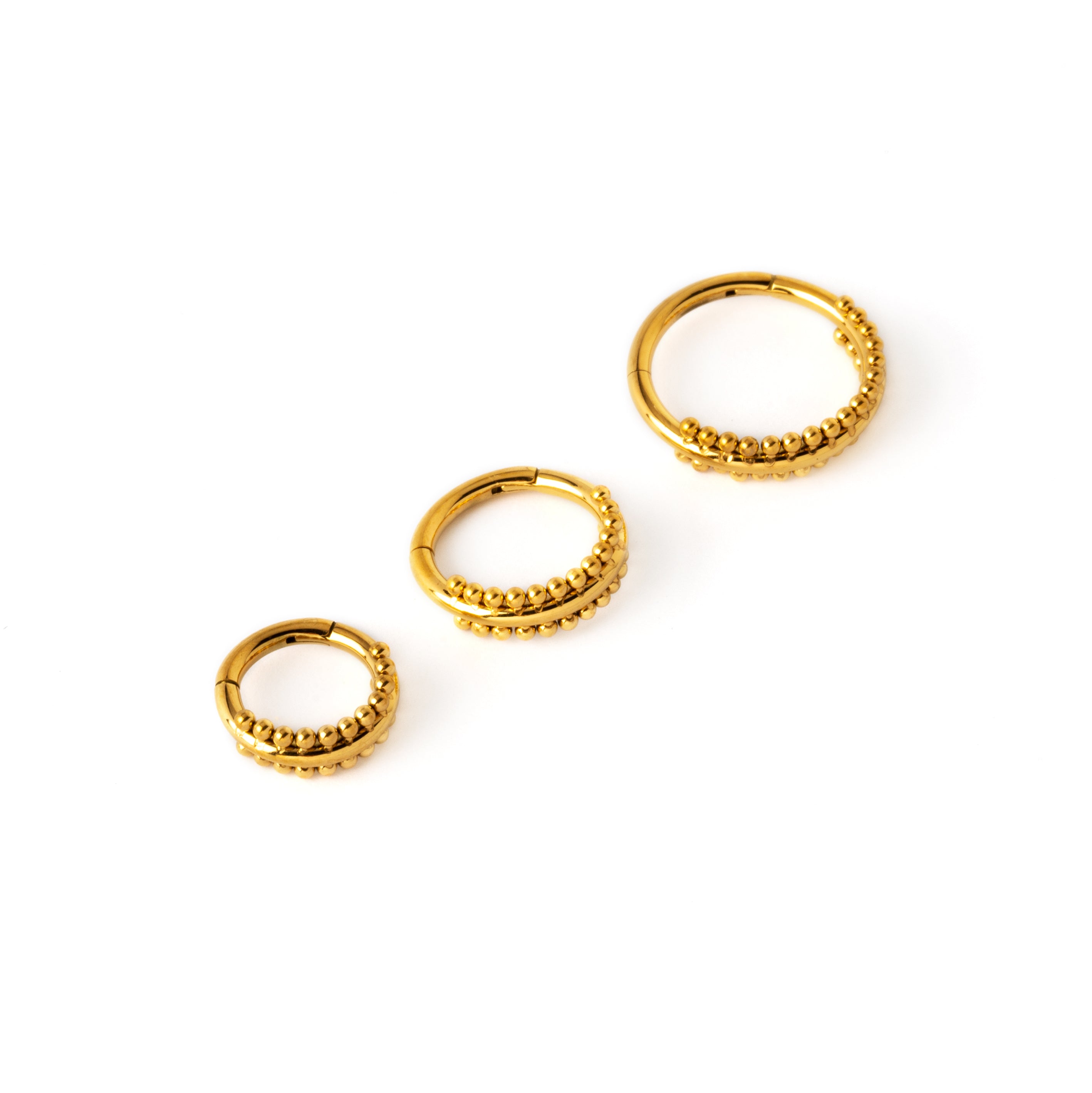 6mm, 8mm,10mm dimeters Didi golden clicker ring side view