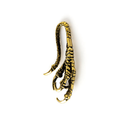 single gold brass dragon claw ear hanger front right view