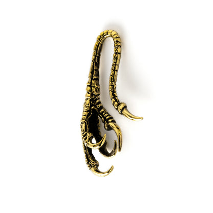single gold brass dragon claw ear hanger back view