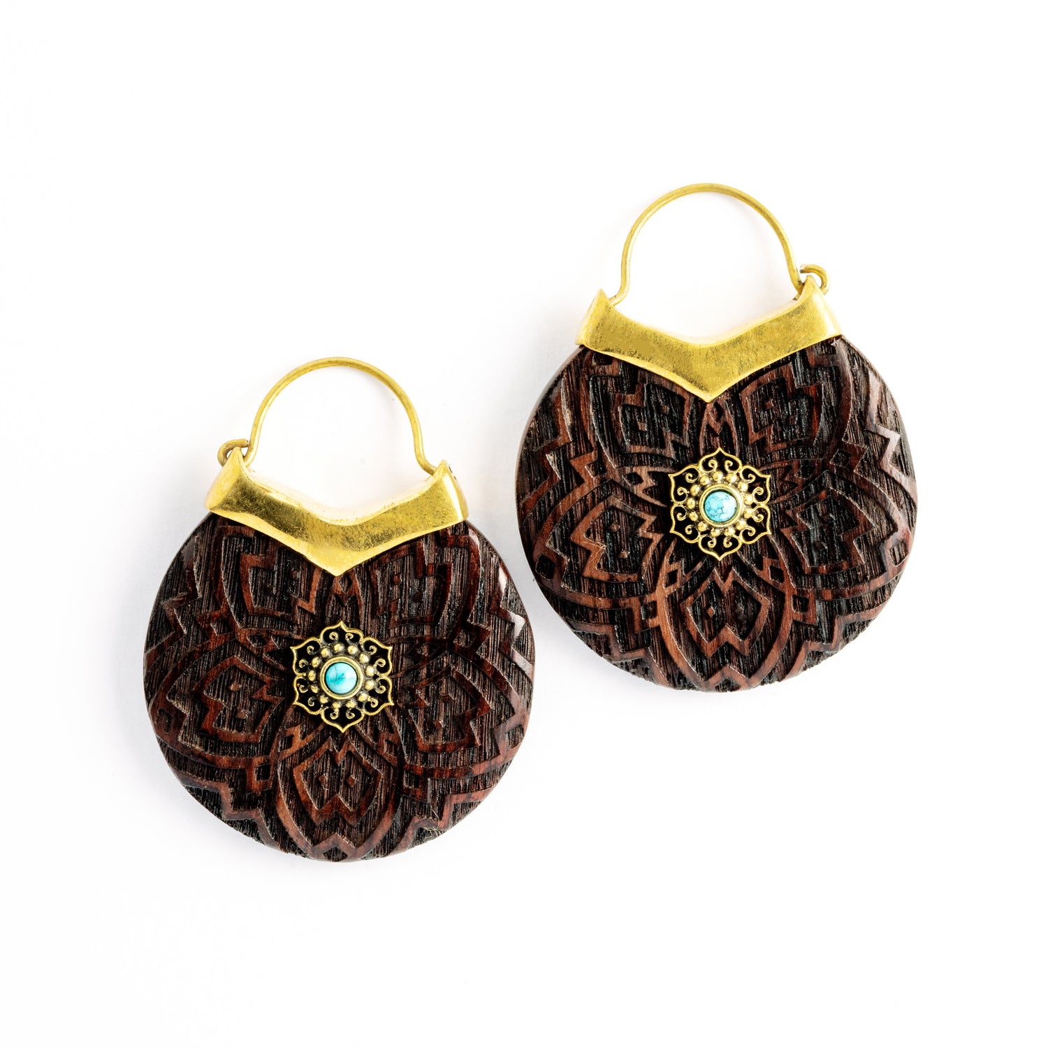 Ebony Mandala Earrings with Bronze