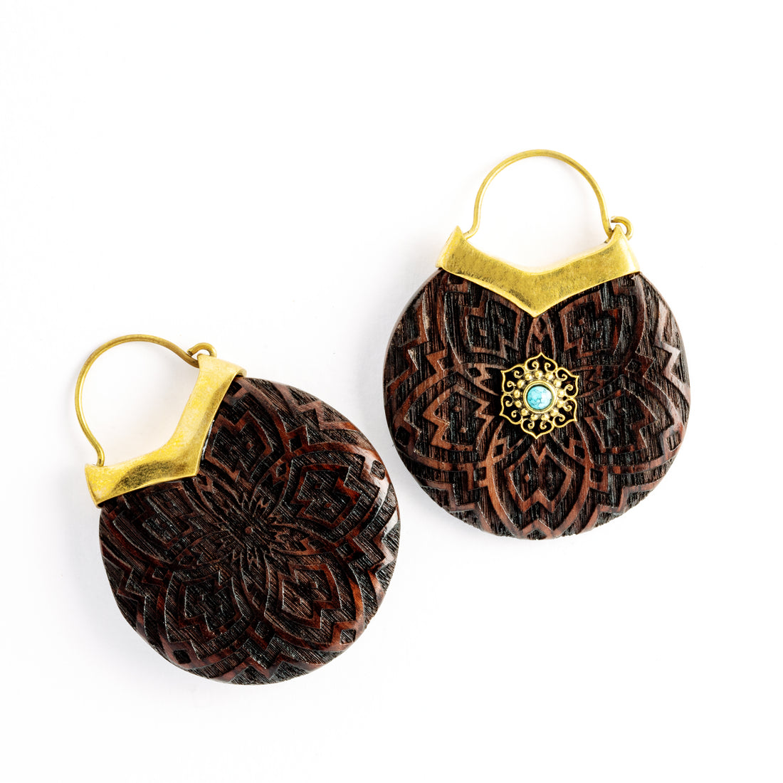 Ebony Mandala Earrings with Bronze