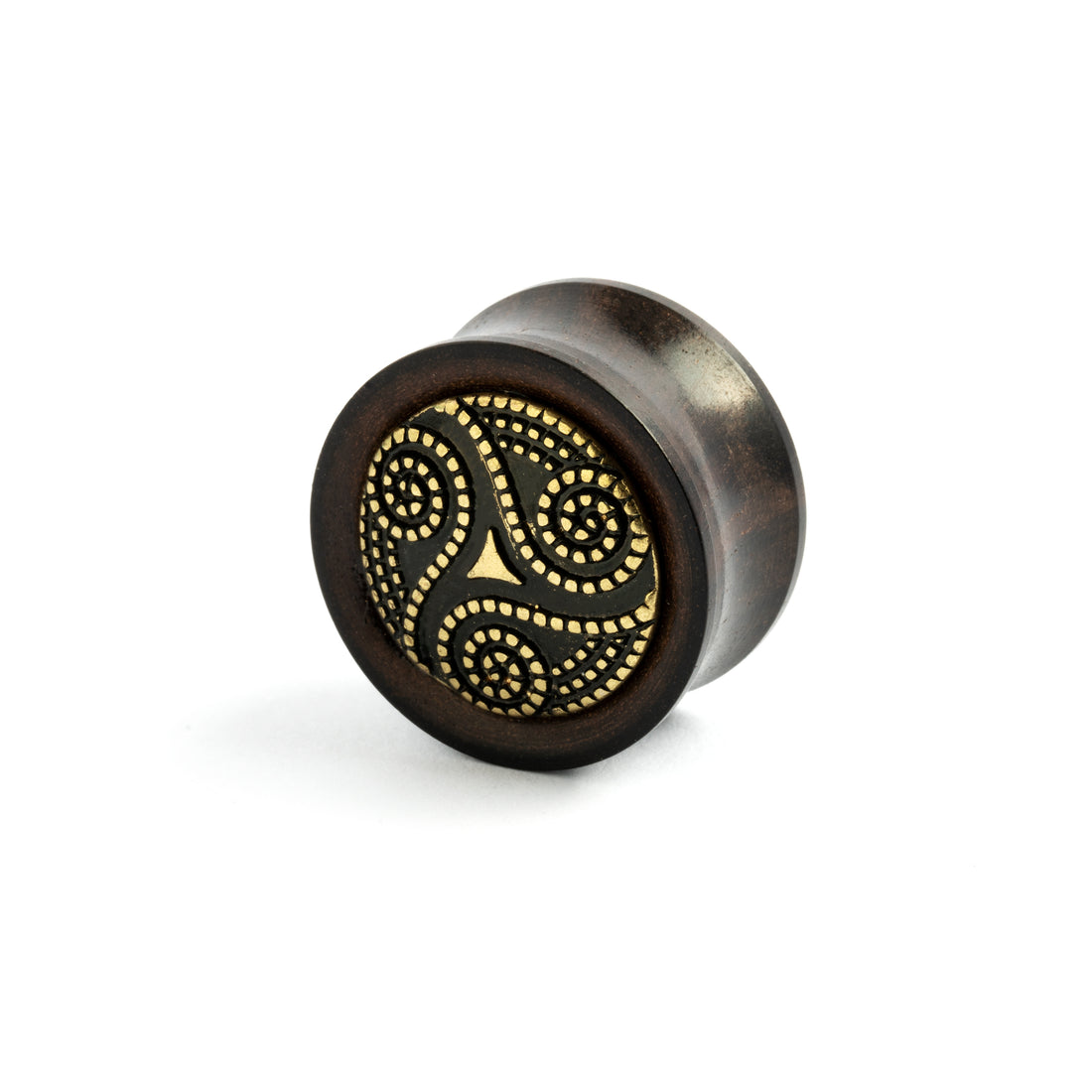 Ebony Wood and Brass Heddeka Ear Plug