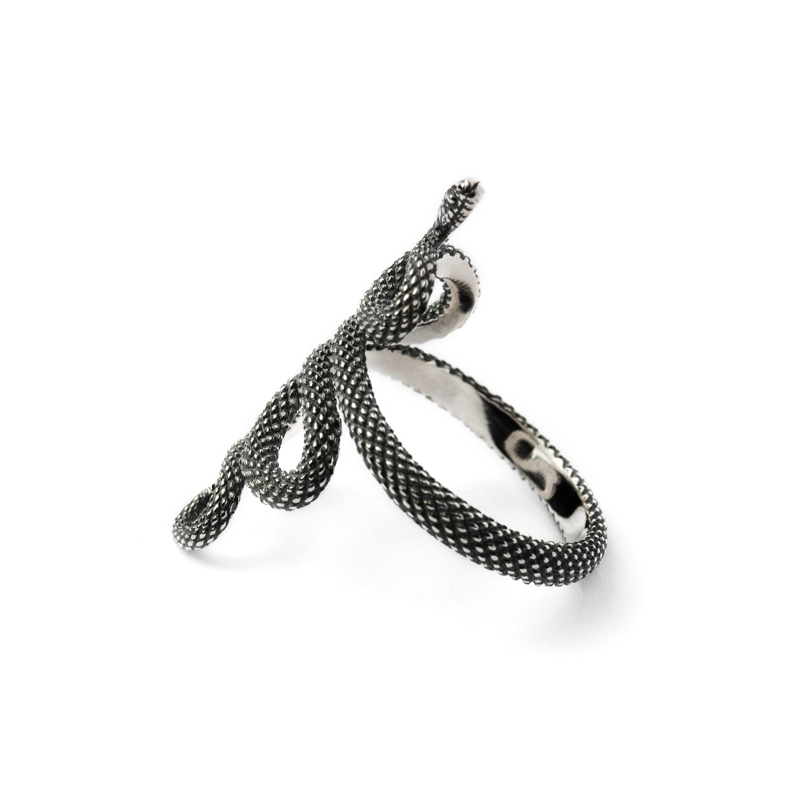 sterling silver Eden snake adjustable ring side view
