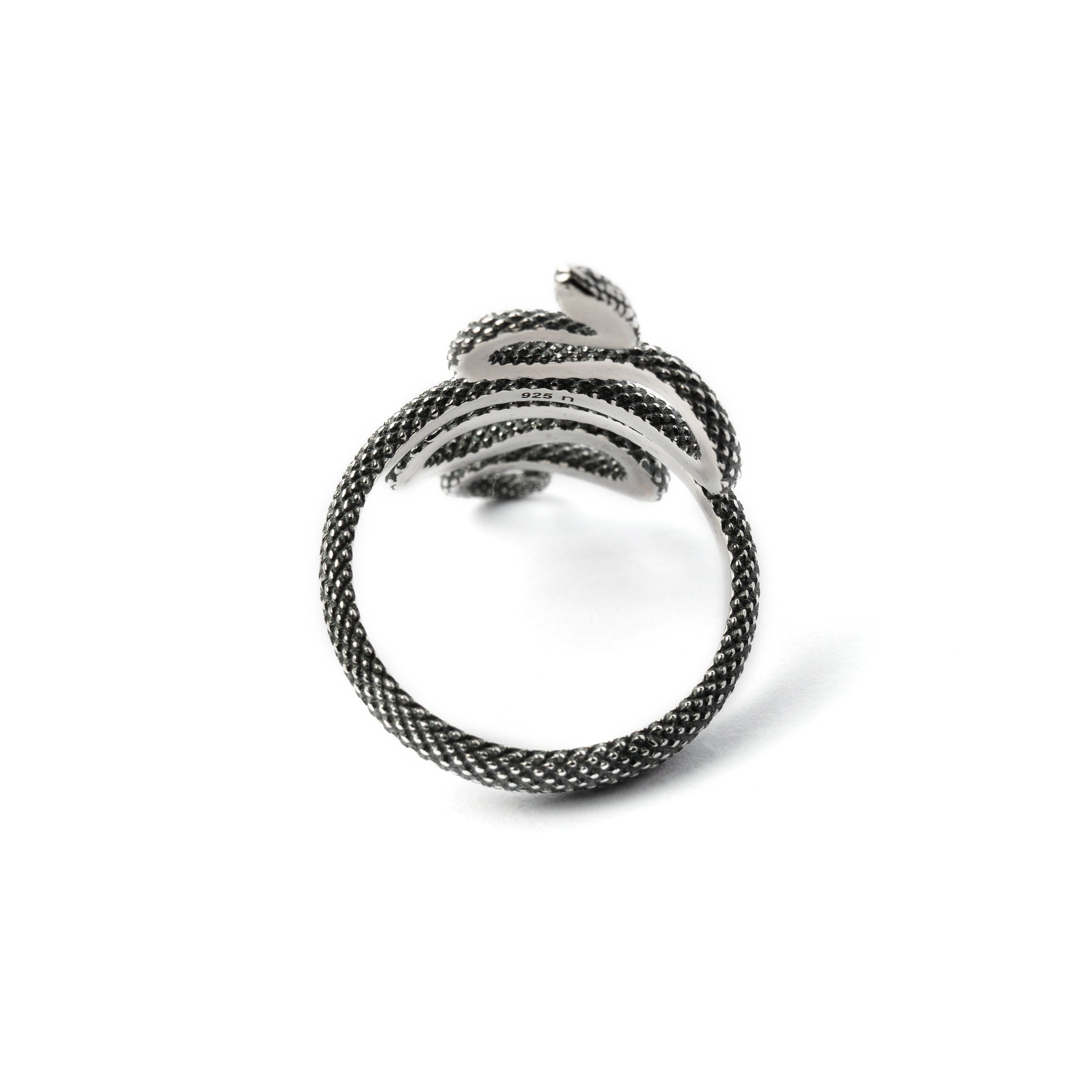 sterling silver Eden snake adjustable ring back side view